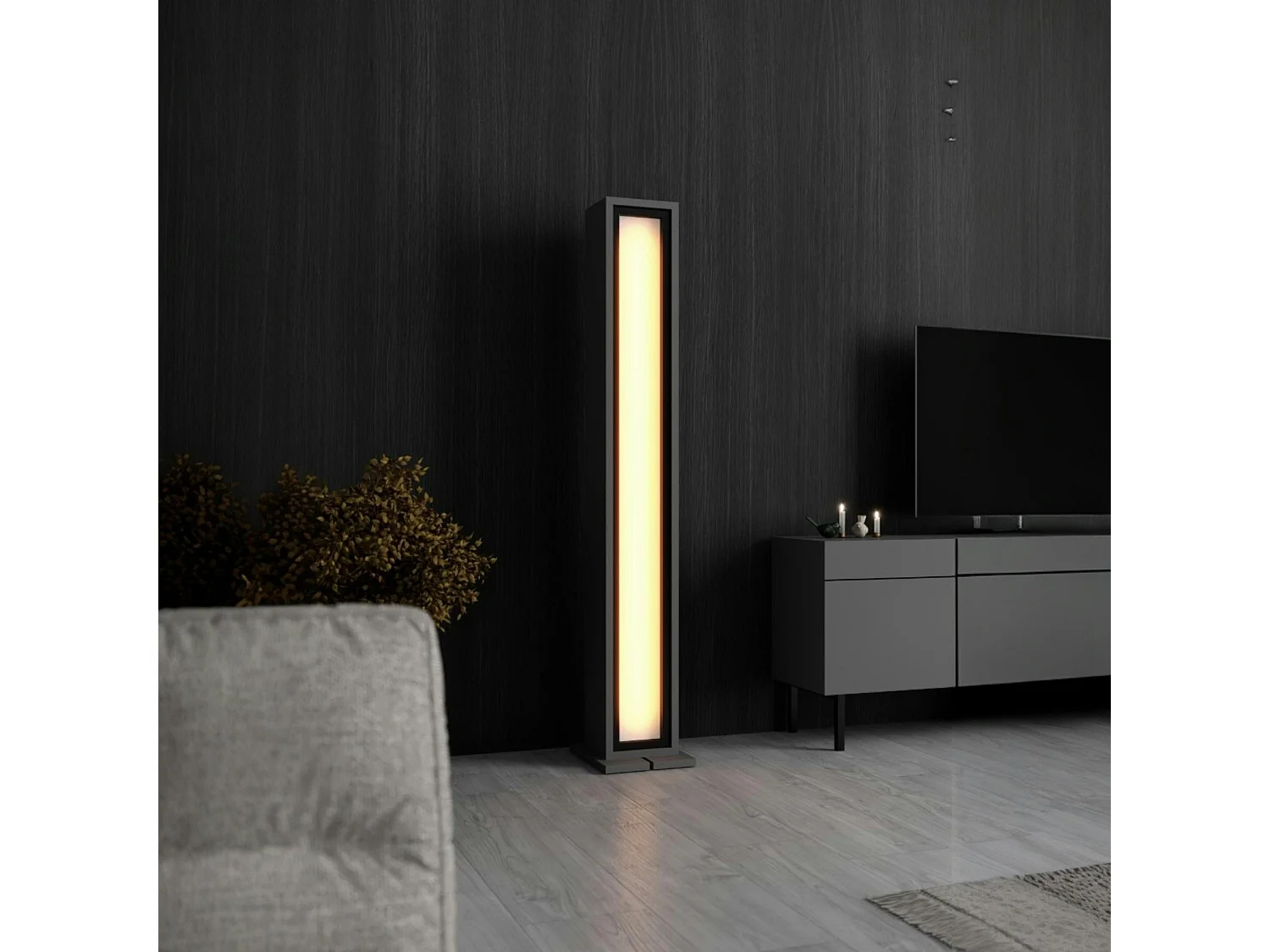 Lampadaire colonne LED gris foncé à télécommande AURA