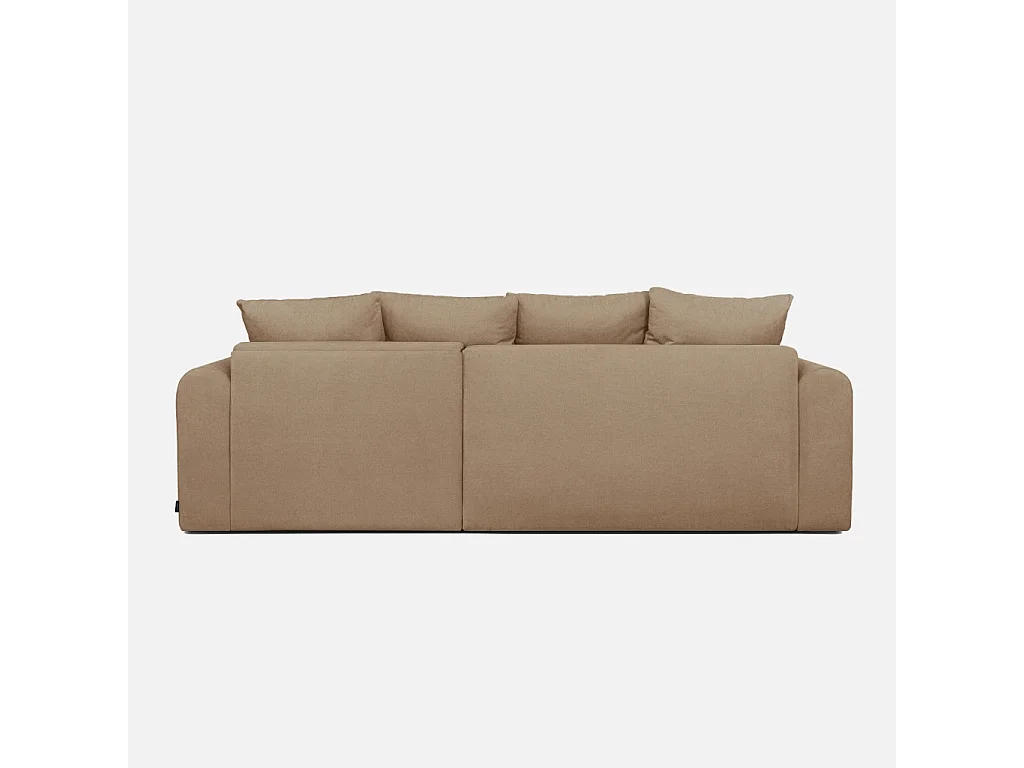 Canapé d'angle convertible réversible 3 places  tissu chenille avec coffre de rangement taupe - Almo