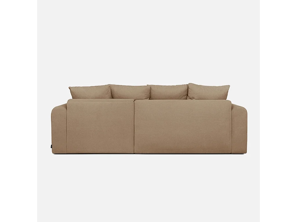 Canapé d'angle convertible 3 places réversible avec coffre en tissu chenille taupe ALMO