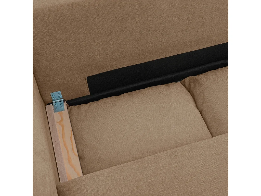 Canapé d'angle convertible 3 places réversible avec coffre en tissu chenille taupe ALMO
