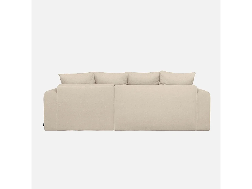 Canapé d'angle convertible réversible 3 places  tissu chenille avec coffre de rangement greige - Almo