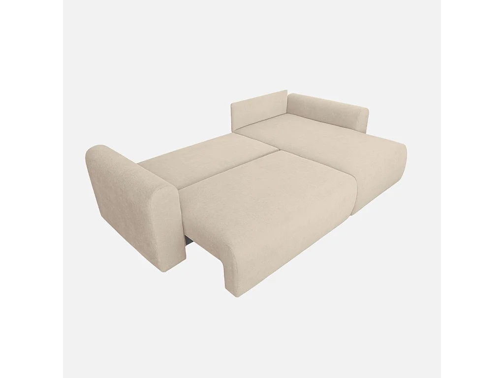 Canapé d'angle convertible réversible 3 places  tissu chenille avec coffre de rangement greige - Almo