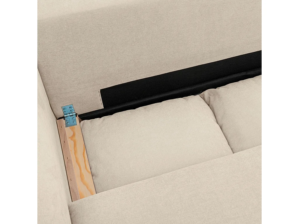 Canapé d'angle convertible réversible 3 places  tissu chenille avec coffre de rangement greige - Almo