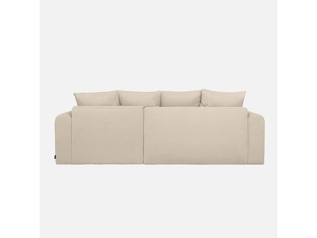Canapé d'angle convertible réversible 3 places  tissu chenille avec coffre de rangement greige - Almo