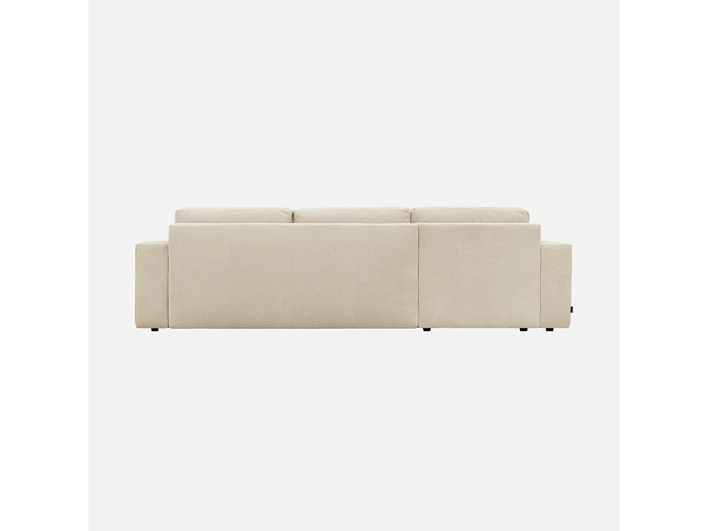 Canapé d'angle convertible 3 places réversible avec coffre en tissu chenille beige THEO