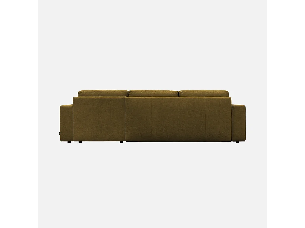 Canapé d'angle convertible 3 places réversible avec coffre en tissu chenille bronze THEO