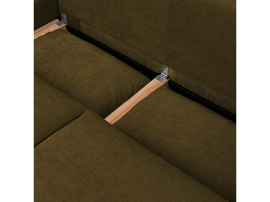 Canapé d'angle convertible 3 places réversible avec coffre en tissu chenille bronze THEO