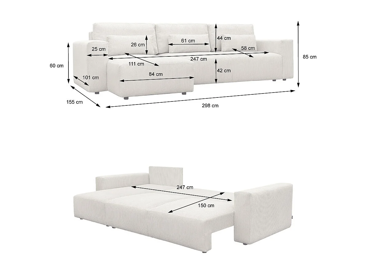 Canapé d'angle convertible 3 places réversible avec coffre en tissu chenille bronze THEO