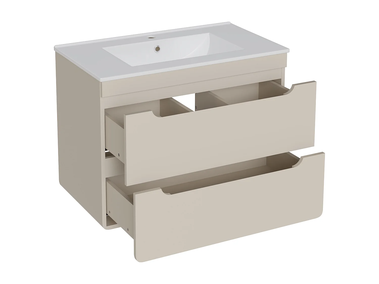 Meuble de salle de bain suspendu avec vasque à encaster - Beige - 80 cm - ARUBA