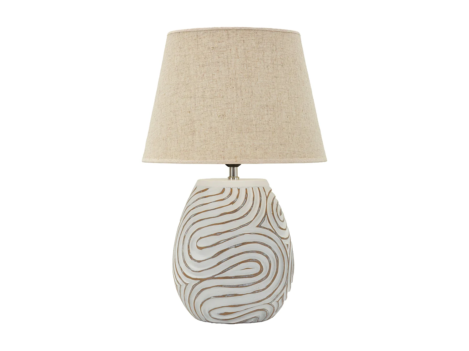 Lampe de table en résine beige avec abat-jour en tissu Ø 35×55