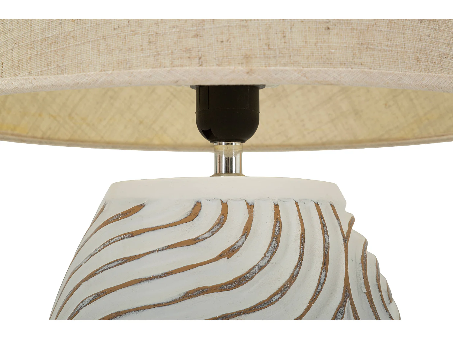Lampe de table en résine beige avec abat-jour en tissu Ø 35×55