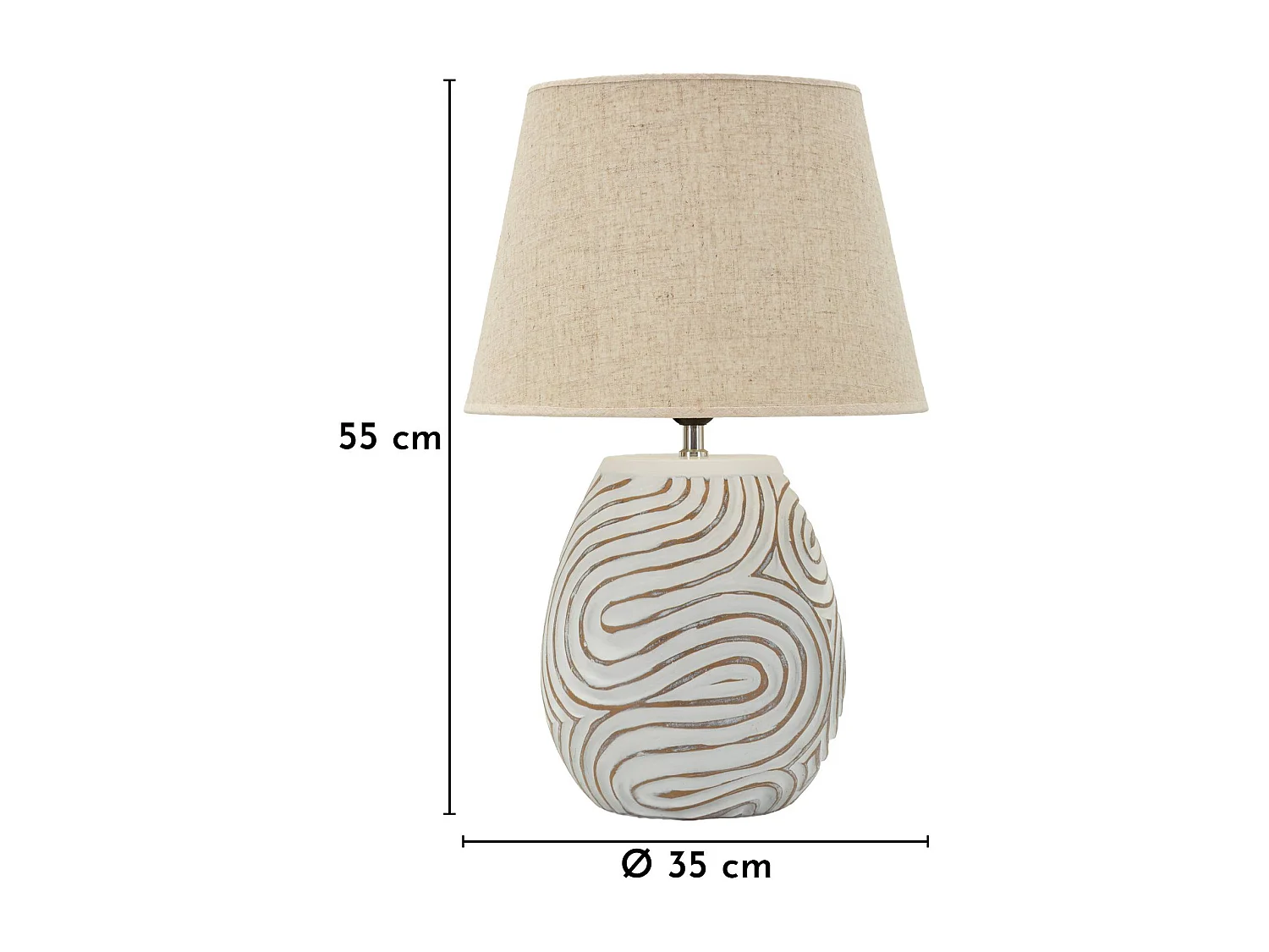 Lampe de table en résine beige avec abat-jour en tissu Ø 35×55