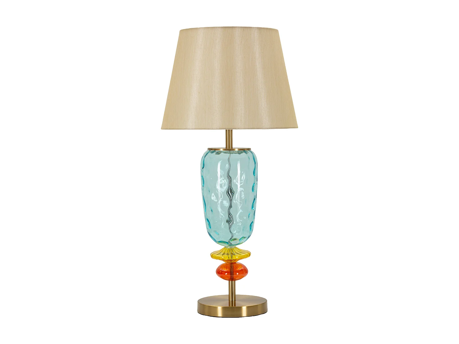 Lampe de table en métal et verre multicolore