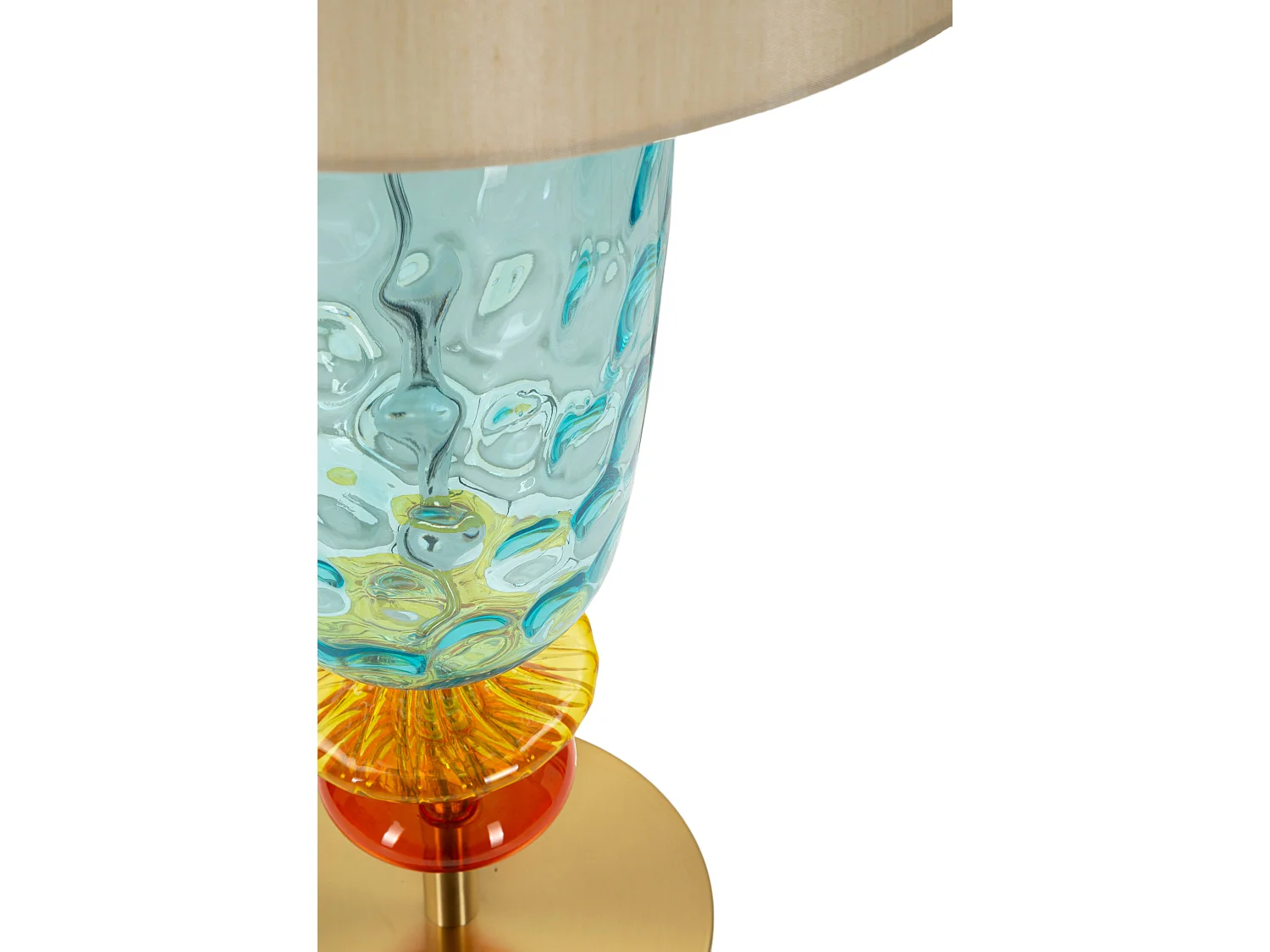 Lampe de table en métal et verre multicolore