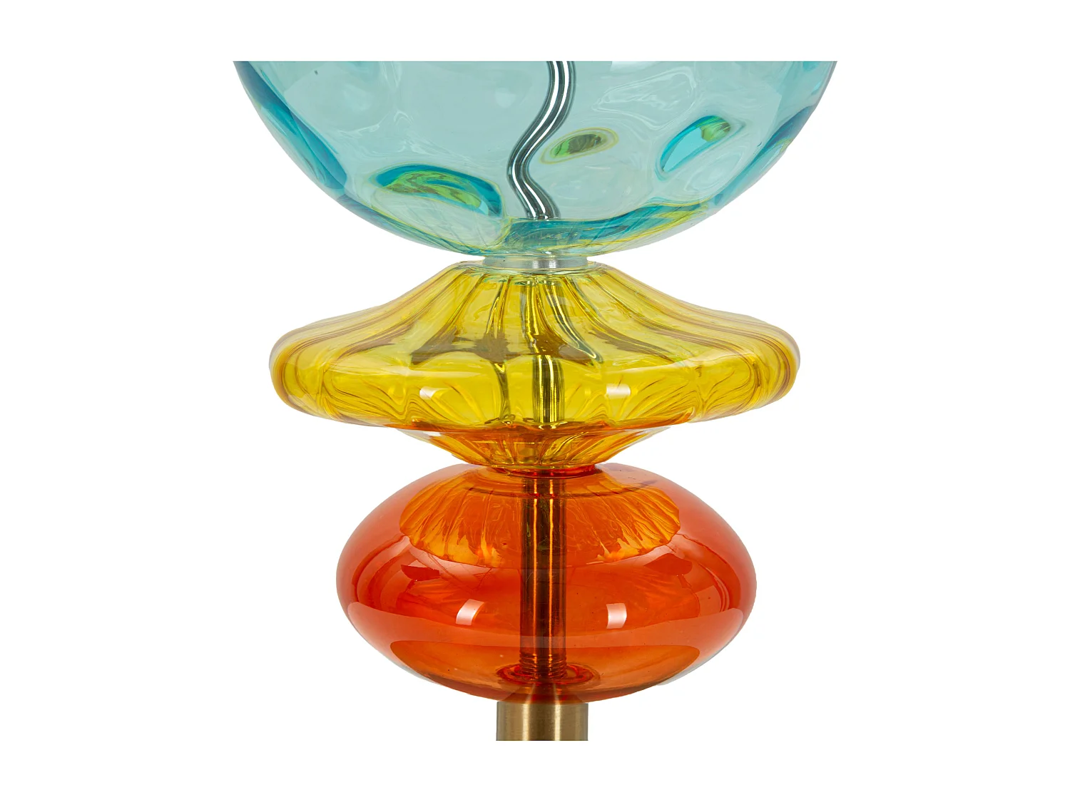 Lampe de table en métal et verre multicolore