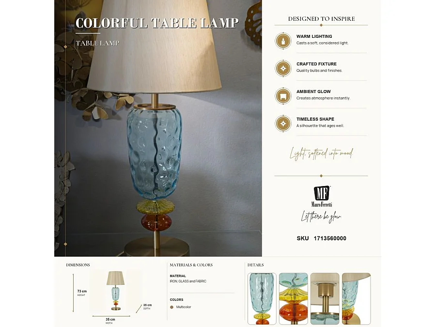 Lampe à Poser Design "Colorful" 73cm Multicolore