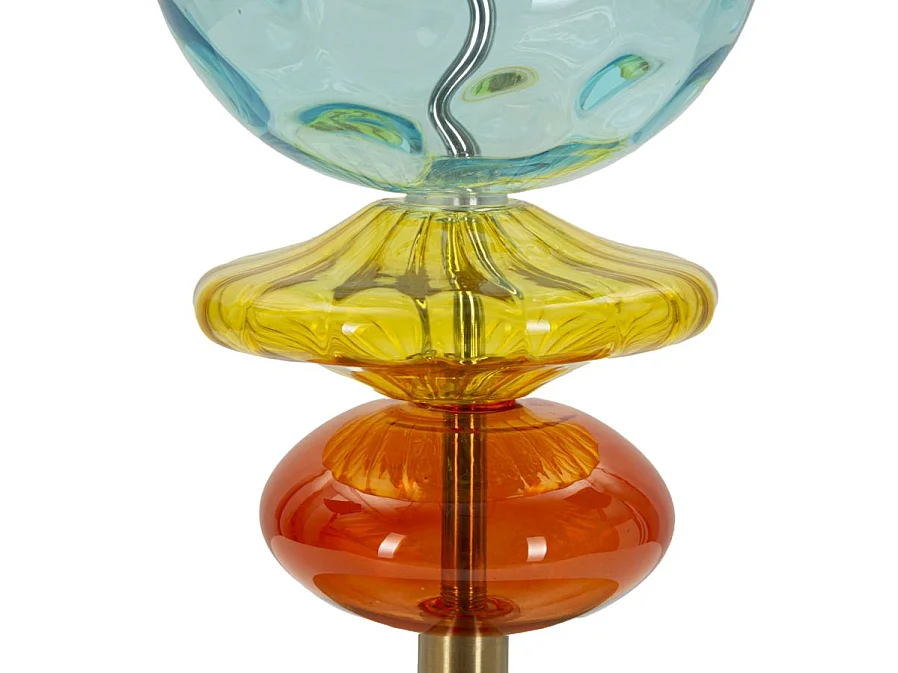 Lámpara de mesa Colorful de vidrio y tela