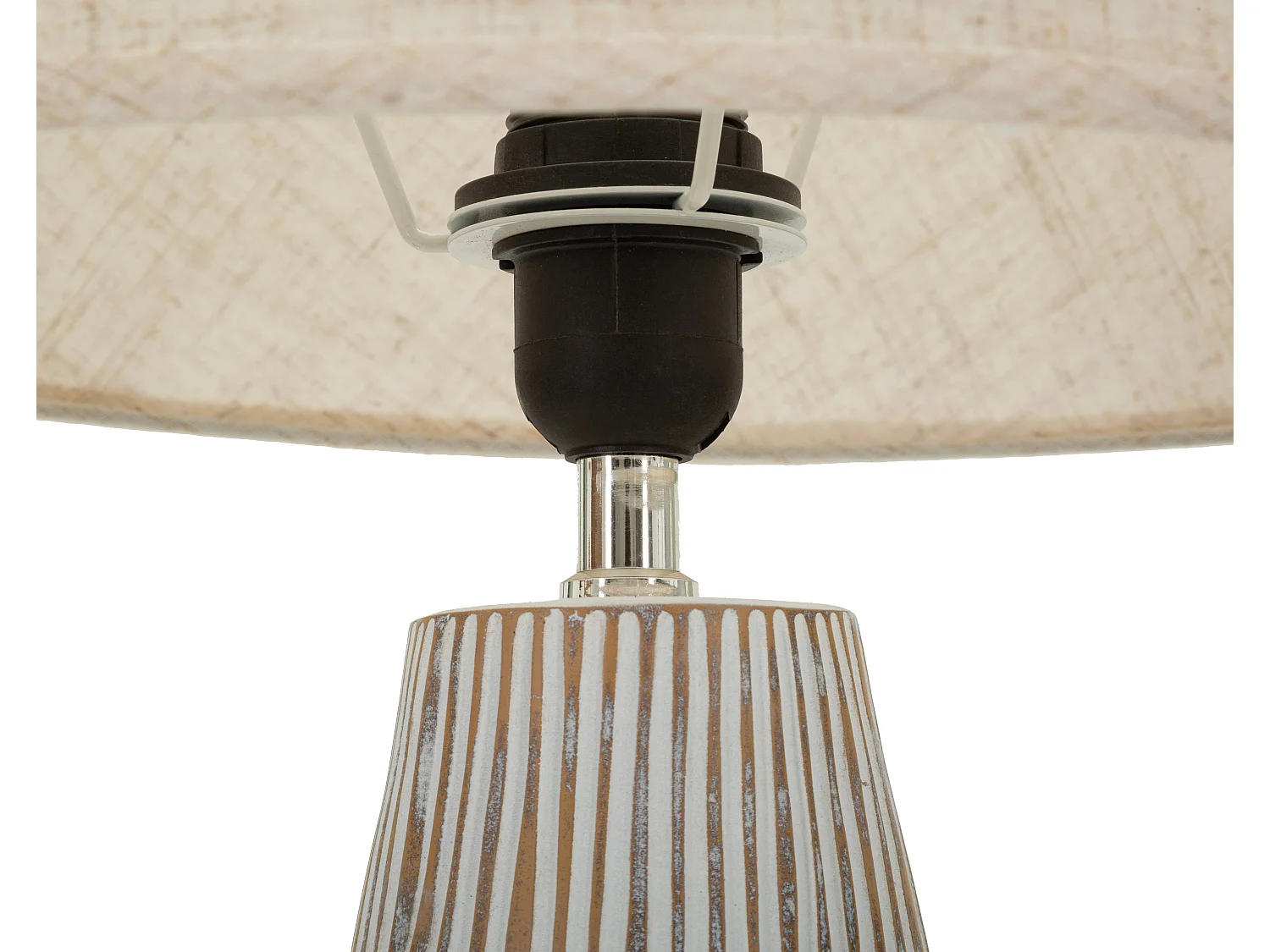 Lampe de table en résine beige avec abat-jour en tissu Ø 35×69,5