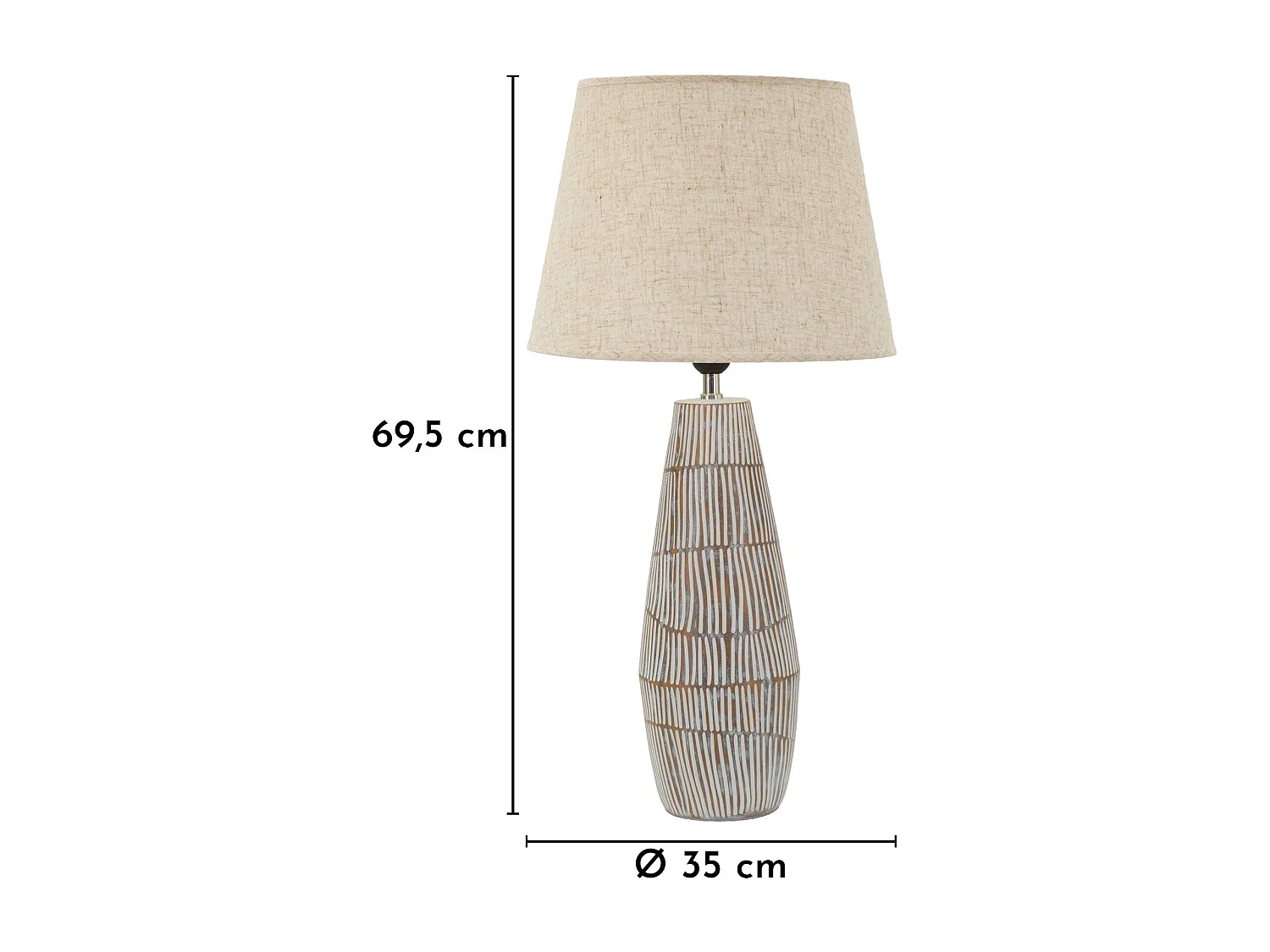 Lampe de table en résine beige avec abat-jour en tissu Ø 35×69,5