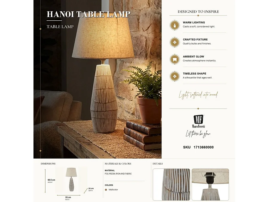 Lampe à Poser "Hanoi" 69cm Naturel