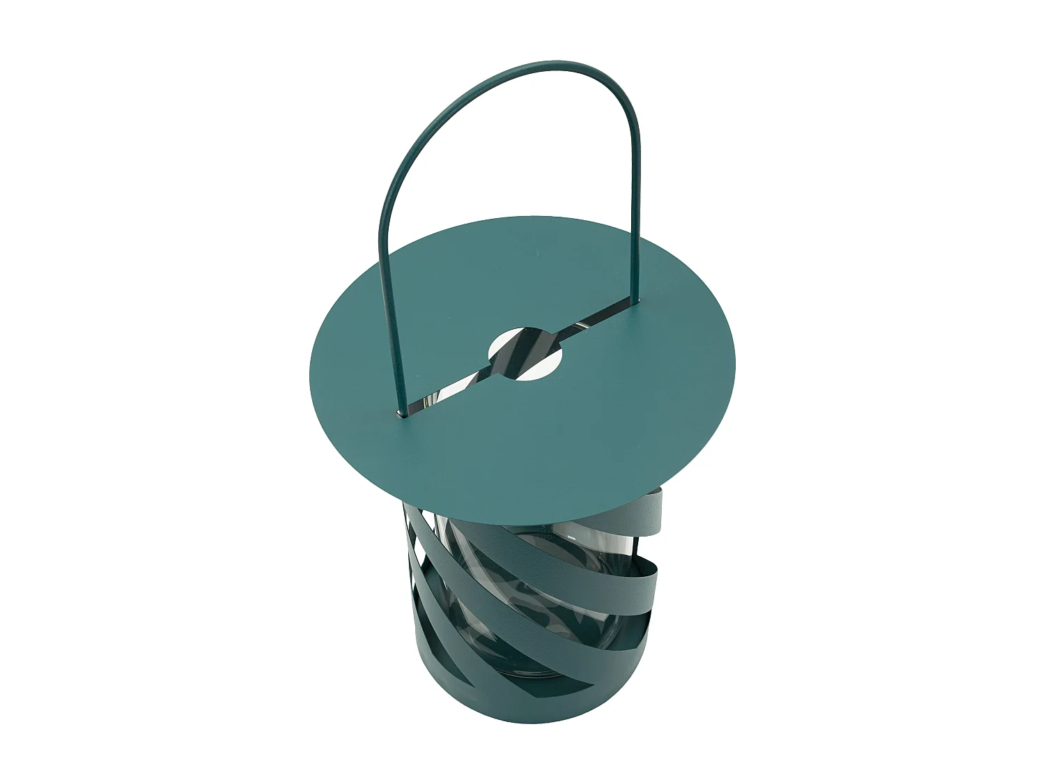 Turquoise metalen lantaarn cm Ø 23X43