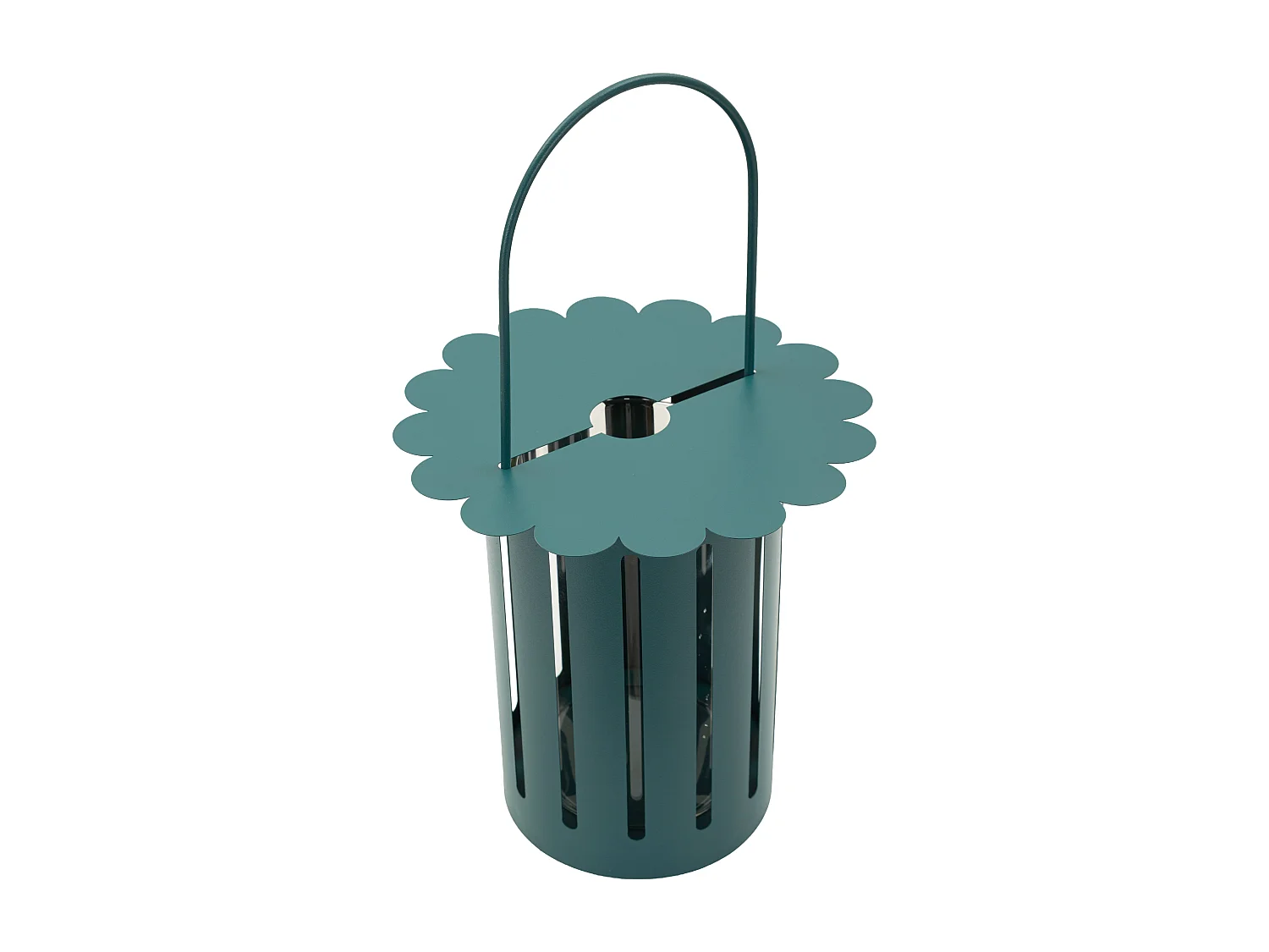 Turquoise metalen lantaarn cm Ø 24X43