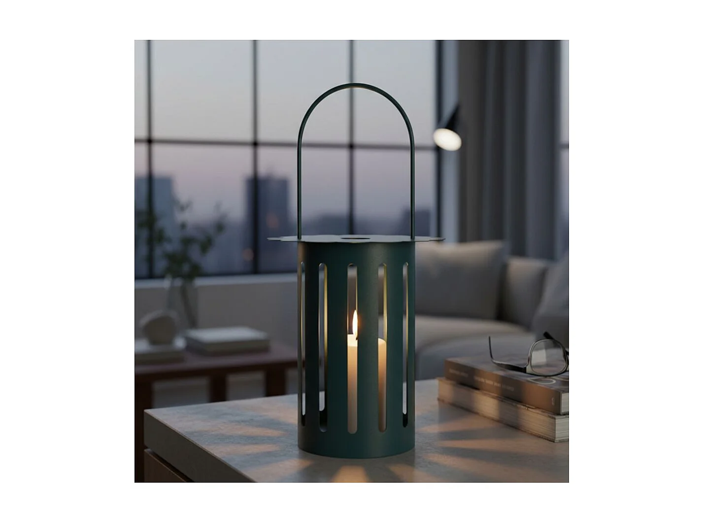 Lanterne en Métal "Saturn" 43cm Bleu