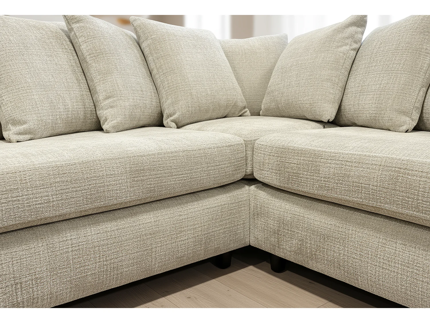 Ferguson Chenille Corner Sofa with Deep Seats and Angular Arms Available in Stone Grey
