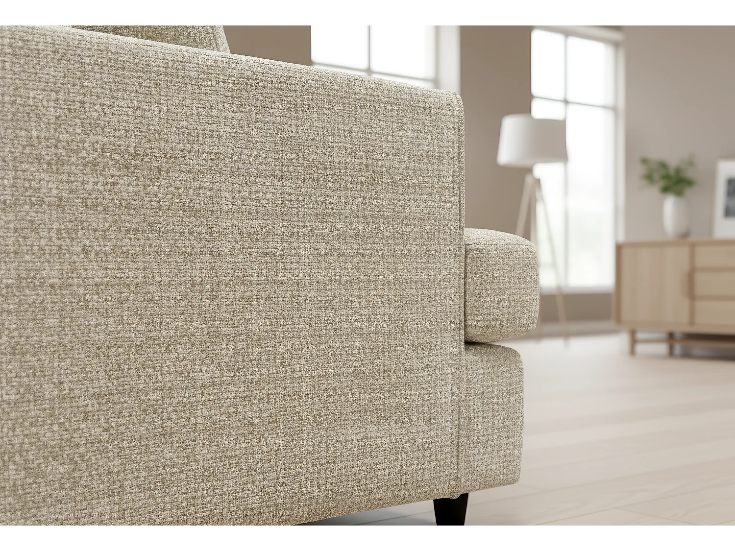 Ferguson Chenille Corner Sofa with Deep Seats and Angular Arms Available in Stone Grey