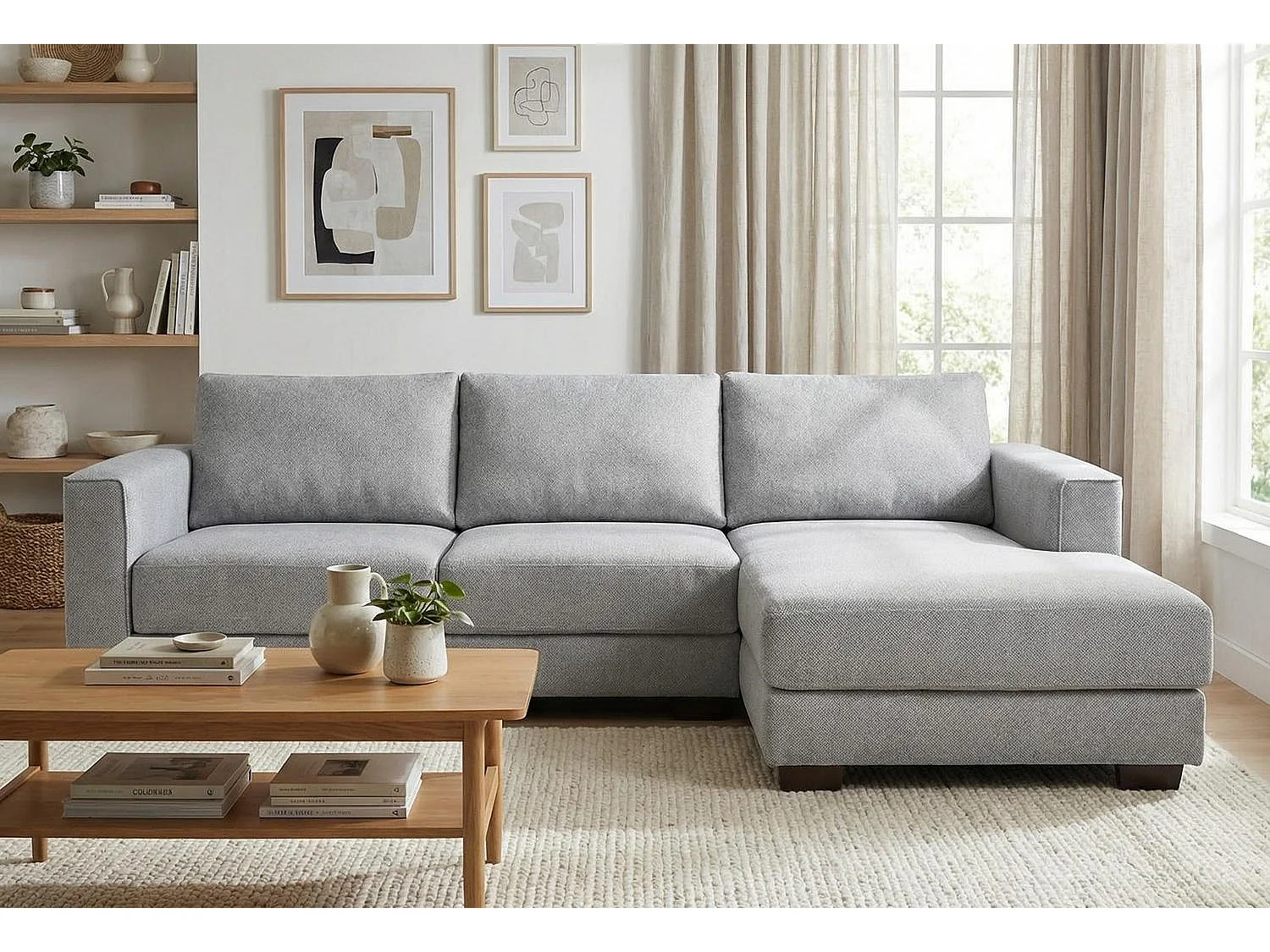 Kaizer Corner Sofa with Bubble Fabric Right Facing Grey