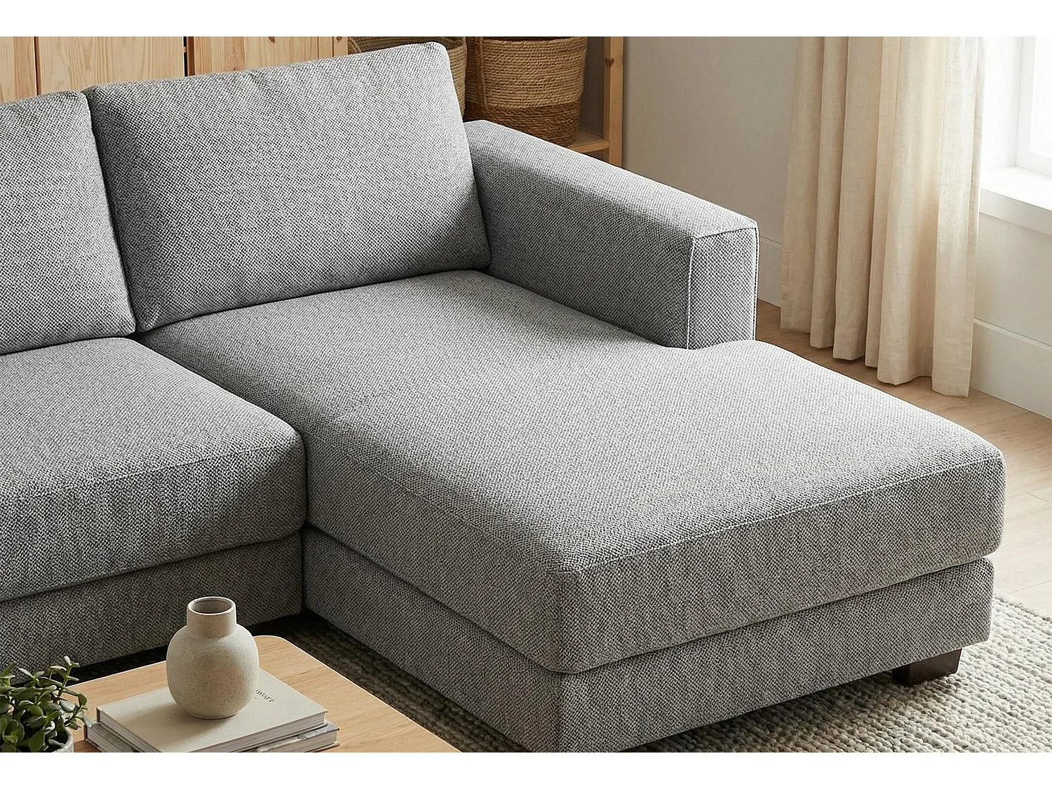 Kaizer Corner Sofa with Bubble Fabric Right Facing Grey