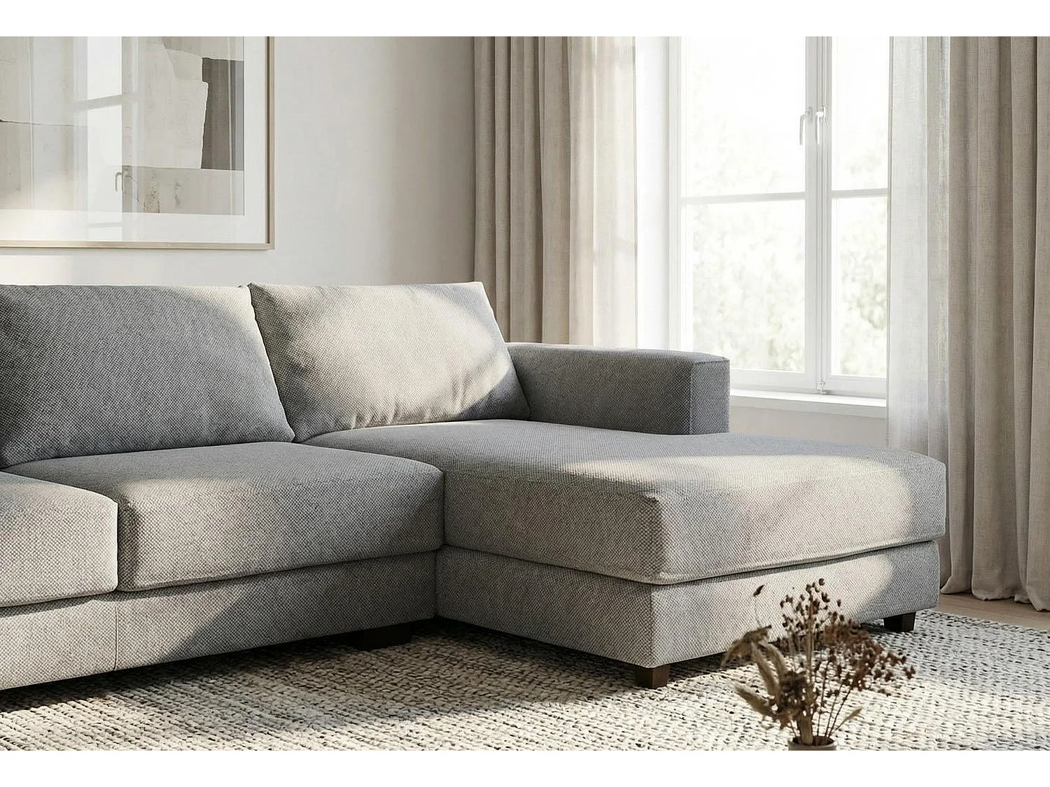 Kaizer Corner Sofa with Bubble Fabric Right Facing Grey