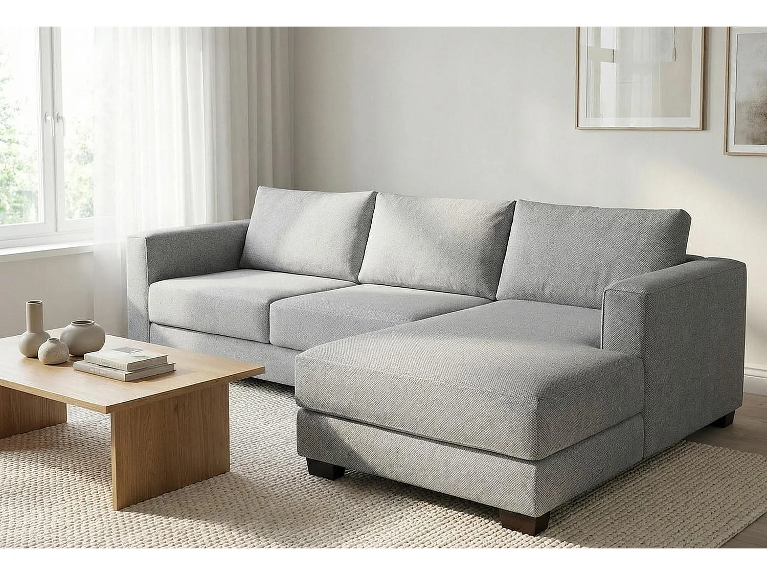 Kaizer Corner Sofa with Bubble Fabric Right Facing Grey