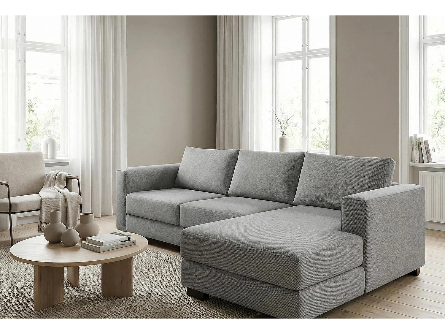 Kaizer Corner Sofa with Bubble Fabric Right Facing Grey