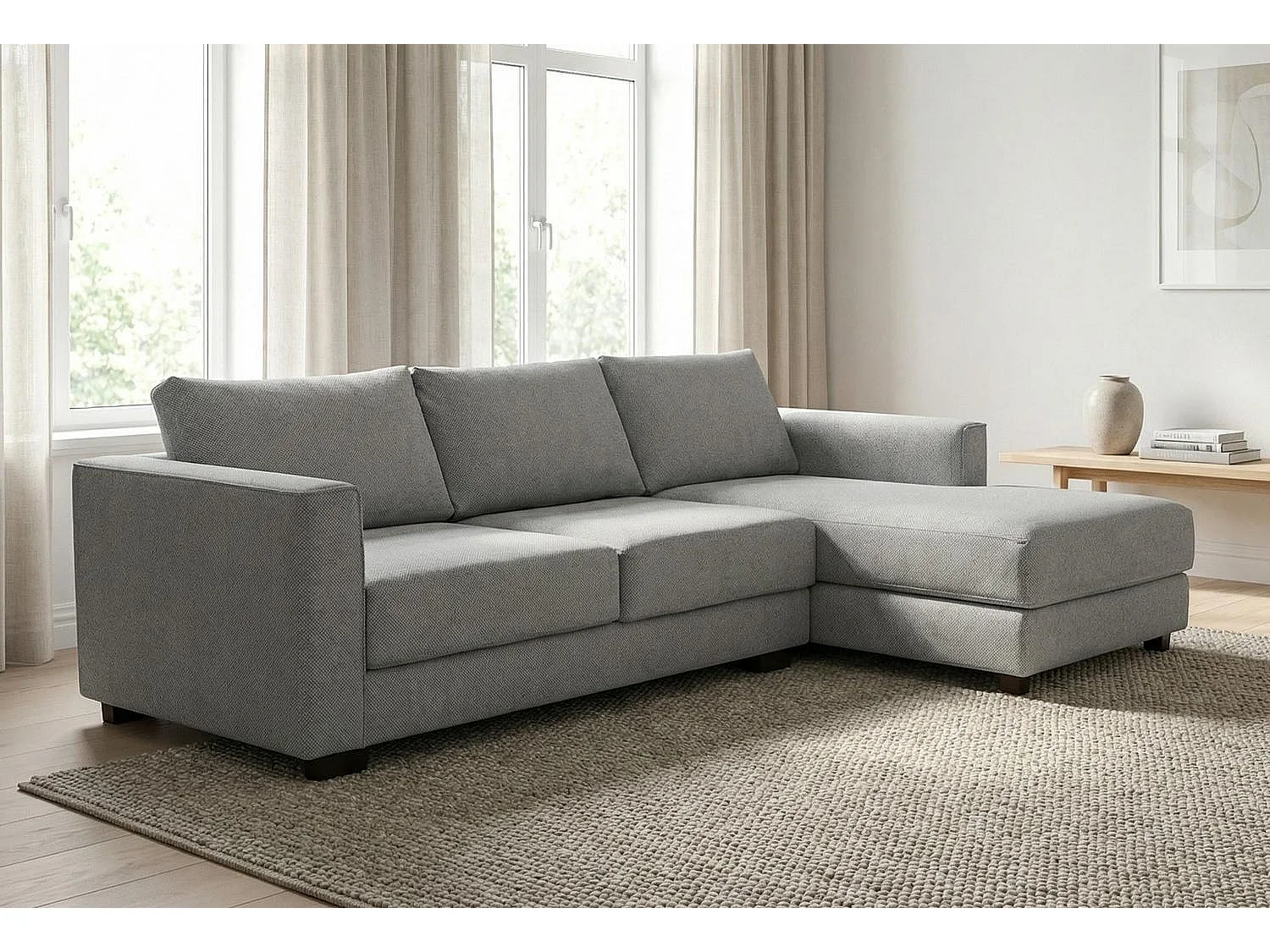 Kaizer Corner Sofa with Bubble Fabric Right Facing Grey