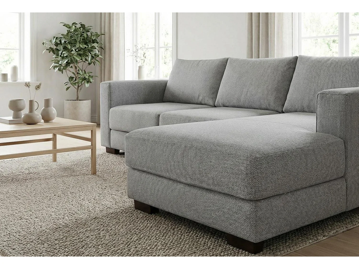 Kaizer Corner Sofa with Bubble Fabric Right Facing Grey