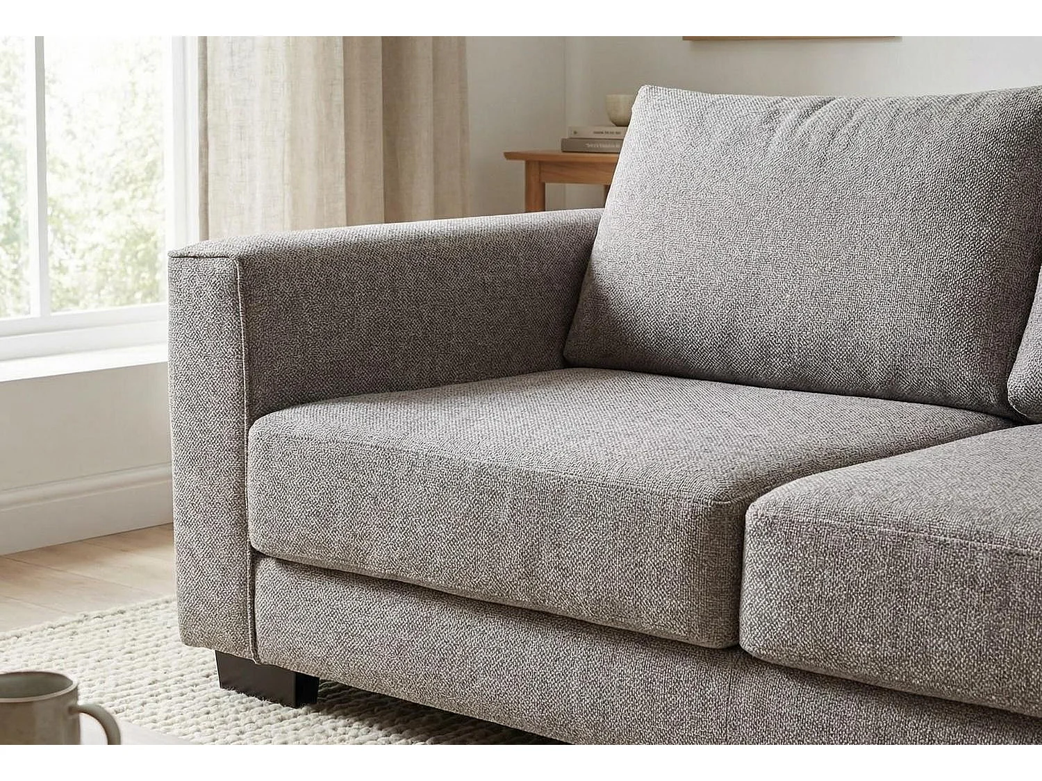 Kaizer Corner Sofa with Bubble Fabric Right Facing Taupe