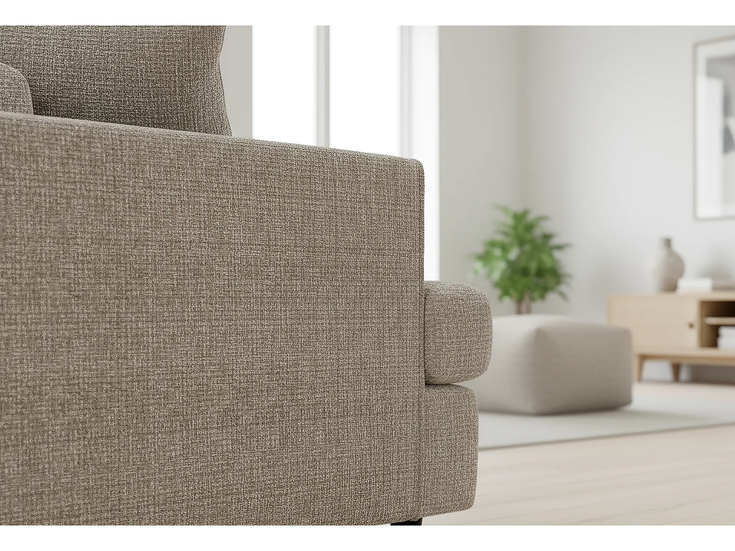 Ferguson Chenille Corner Sofa with Deep Seats and Angular Arms Available in Taupe