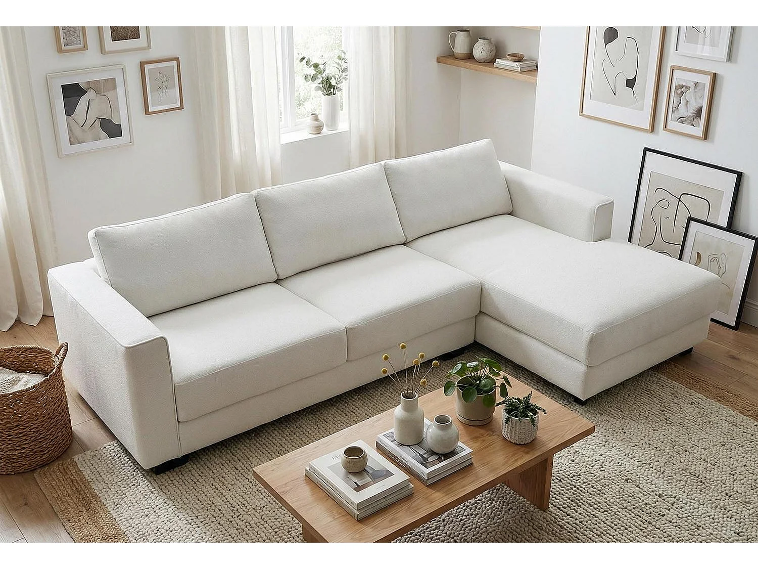 Kaizer Corner Sofa with Bubble Fabric Right Facing White