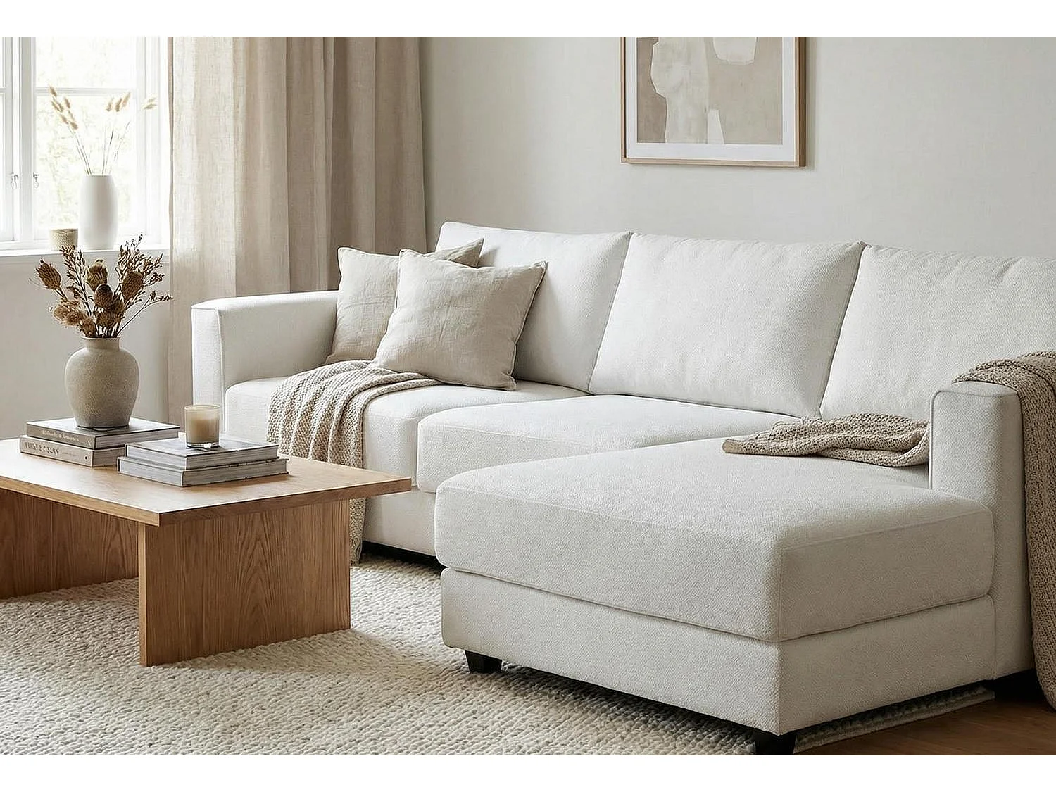 Kaizer Corner Sofa with Bubble Fabric Right Facing White