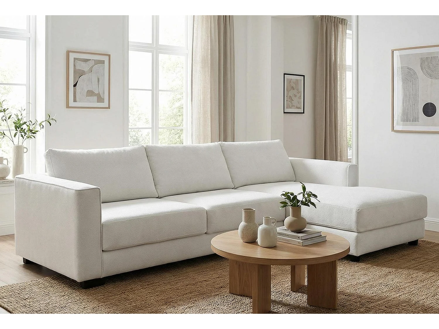 Kaizer Corner Sofa with Bubble Fabric Right Facing White