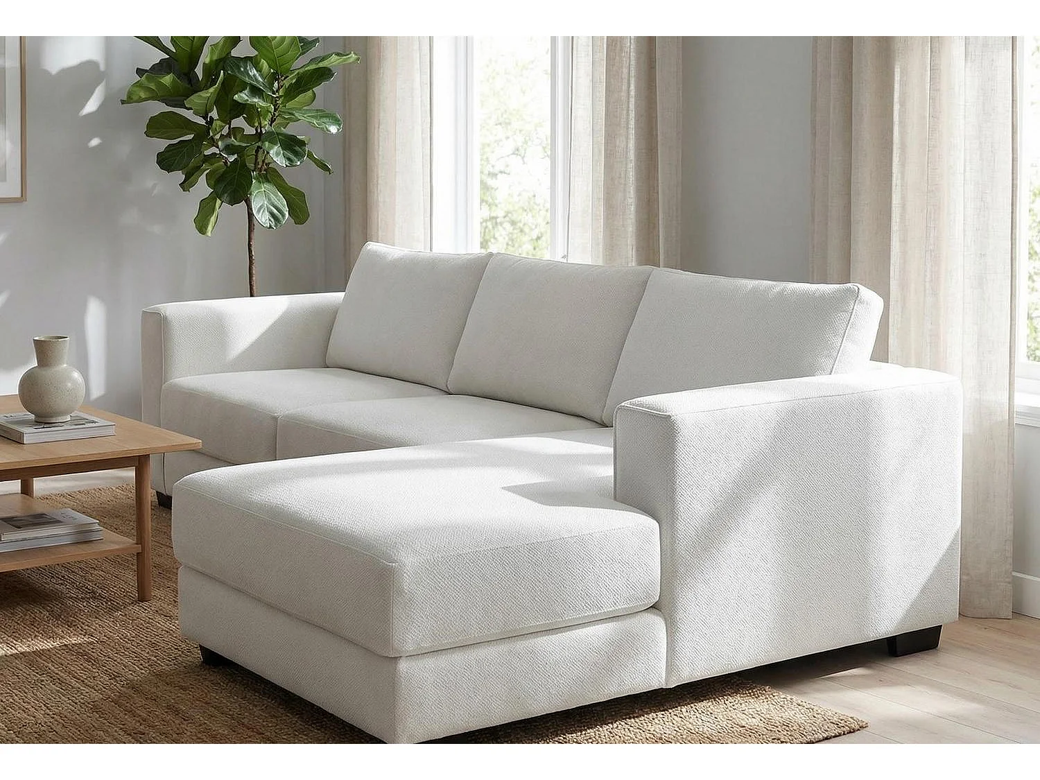 Kaizer Corner Sofa with Bubble Fabric Right Facing White