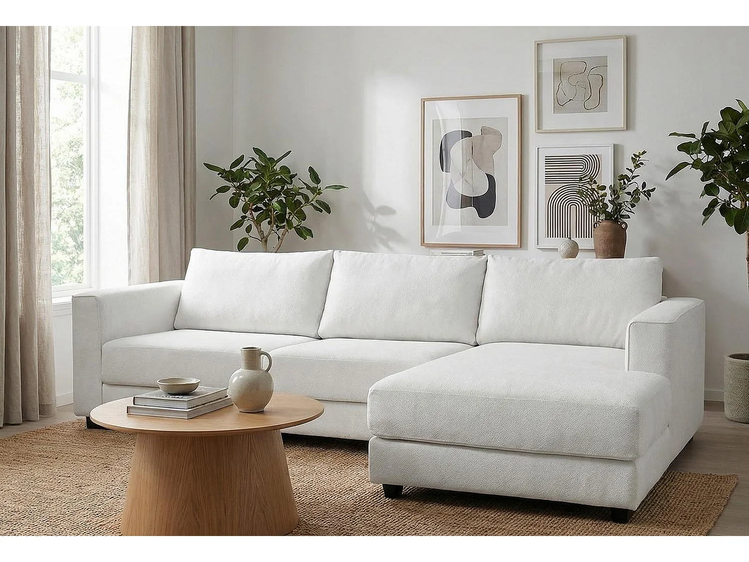 Kaizer Corner Sofa with Bubble Fabric Right Facing White