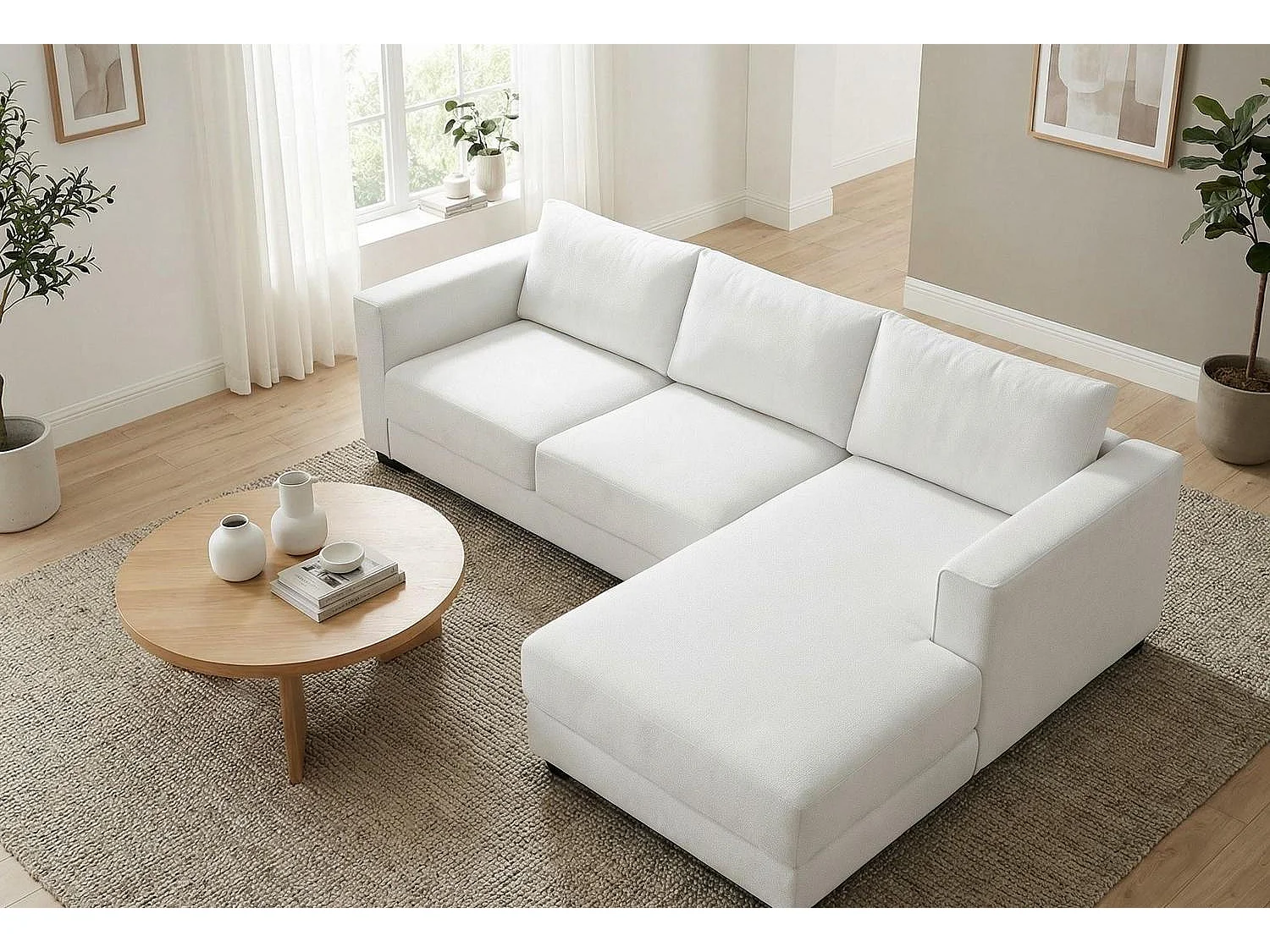 Kaizer Corner Sofa with Bubble Fabric Right Facing White