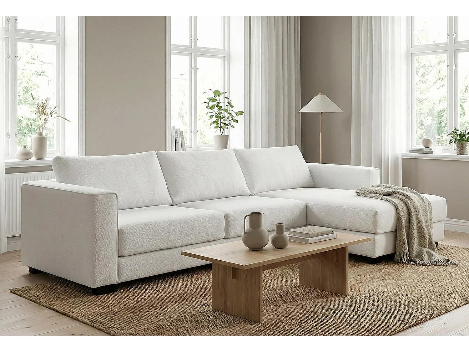 Kaizer Corner Sofa with Bubble Fabric Right Facing White