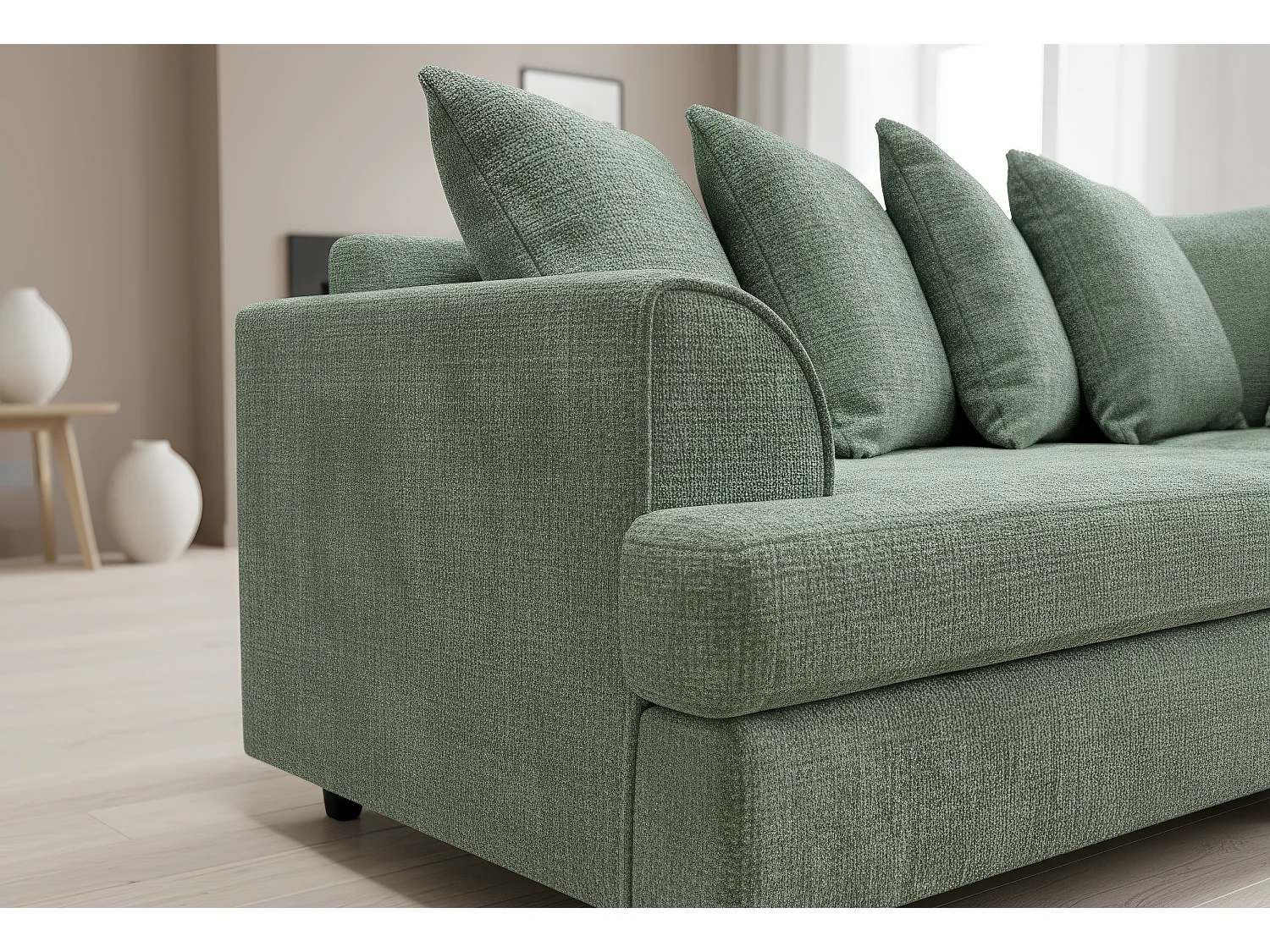 Ferguson Chenille Corner Sofa with Deep Seats and Angular Arms Available in Rifle Green
