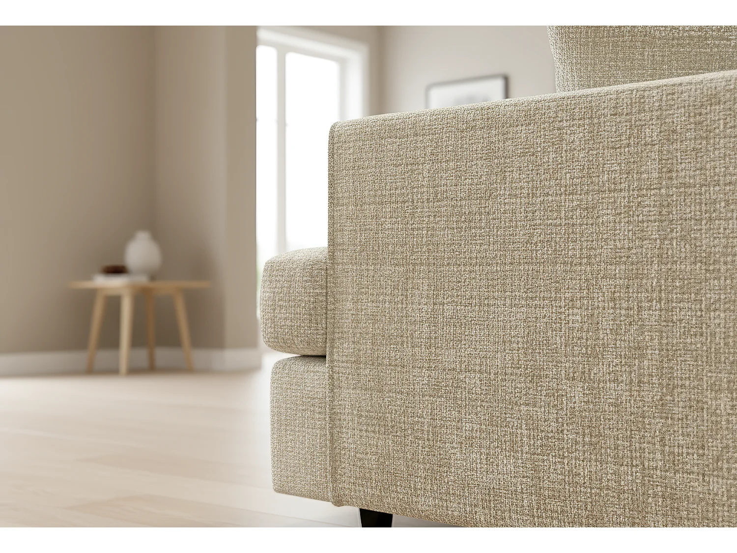Ferguson Chenille Corner Sofa with Deep Seats and Angular Arms Available in Beige