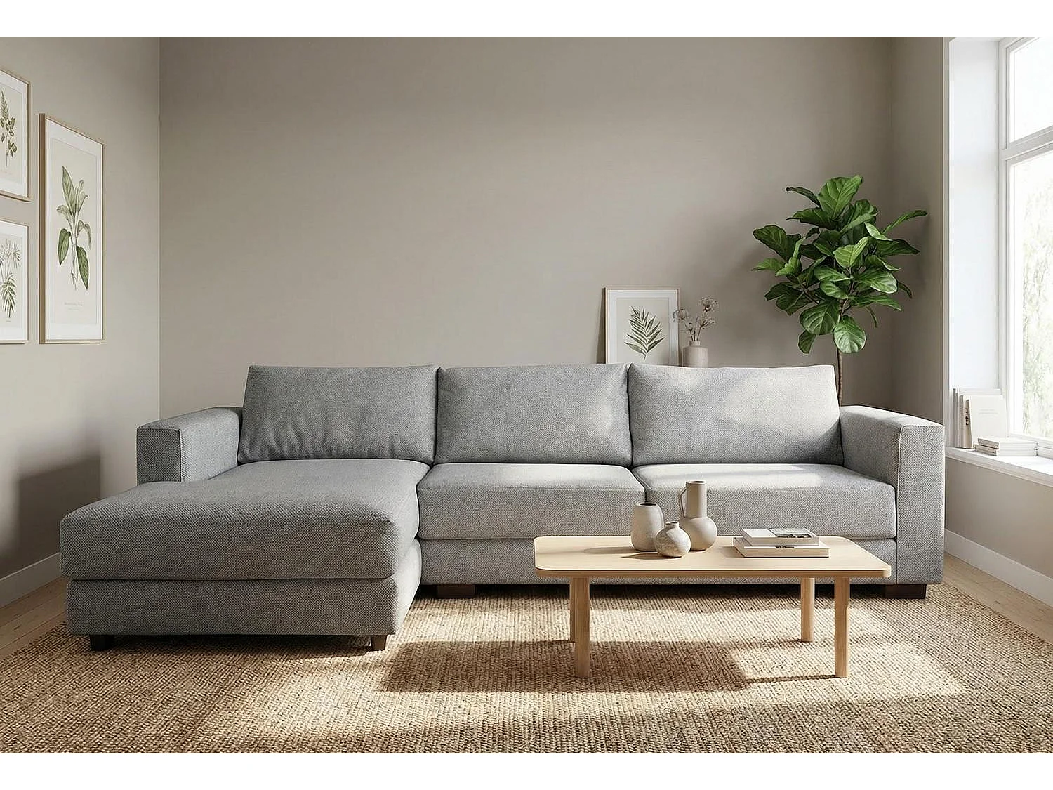Kaizer Corner Sofa with Bubble Fabric Left Facing Grey