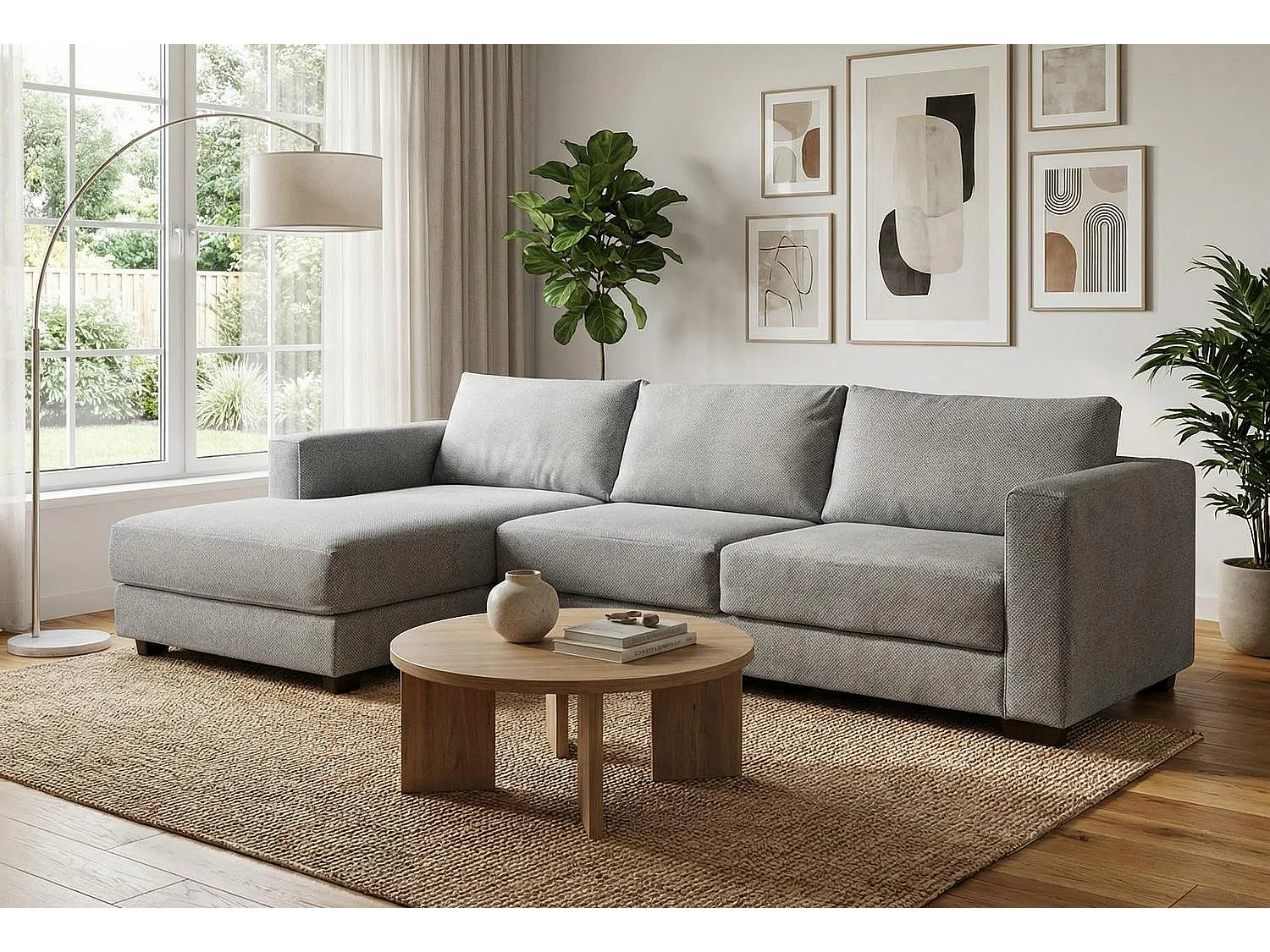 Kaizer Corner Sofa with Bubble Fabric Left Facing Grey
