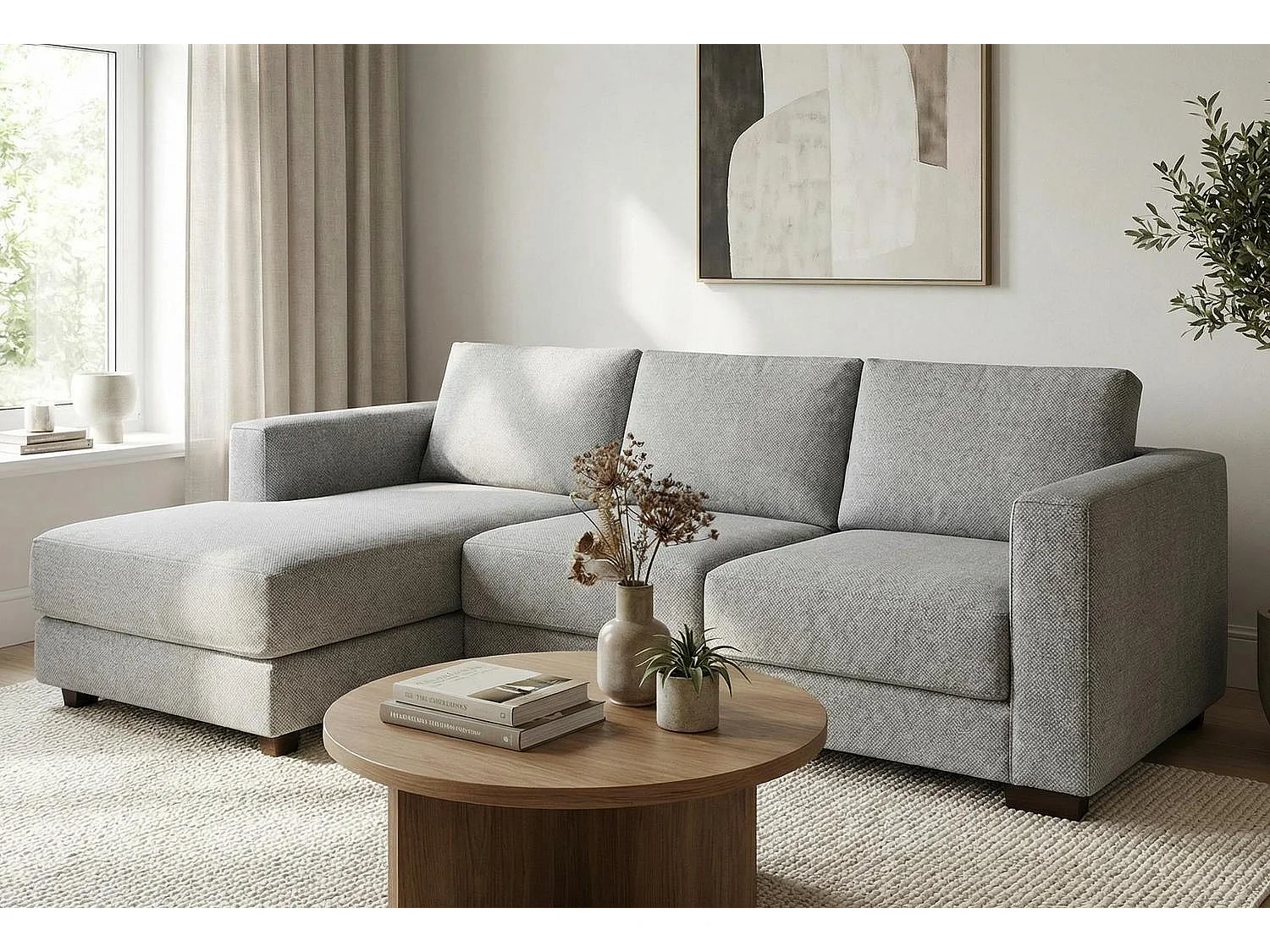 Kaizer Corner Sofa with Bubble Fabric Left Facing Grey